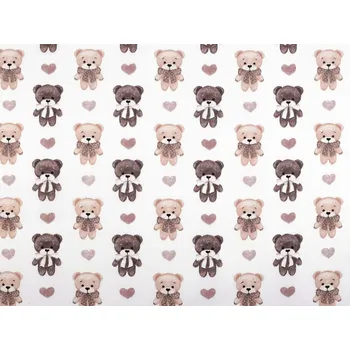 Bavlněná látka / plátno medvídek METRÁŽ - (147) bílá