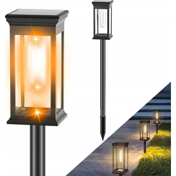 Venkovní osvětlení 2X SOLÁRNÍ LAMPA ZAPICHOVACÍ ZAHRADNÍ VODĚODOLNÁ SENZOR SOUMRAKU ŽÁROVKA