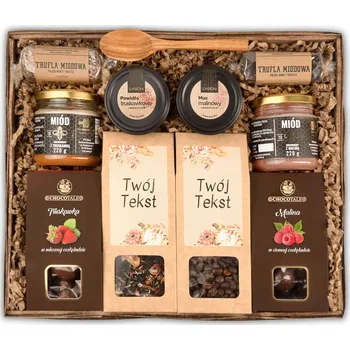 Dárkový potravinový koš Dárkový koš, sada: dárek, káva, sladkosti, med