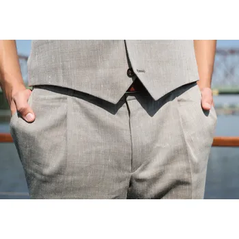 Pánské kalhoty Pánské kalhoty 12D012/2 85 Barva: Béžová, Velikost: 52, Střih: SLIM FIT