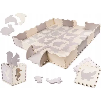 Vzdělávací podložka pěnové puzzle šedá béžová 36 dílů 150x150cm