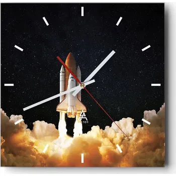 Hodiny Velké nástěnné hodiny na zeď 40x40 Kosmos Skleněné hodiny Čtvercové Tiché