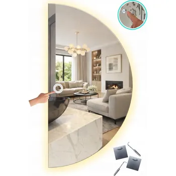 Zrcadlo LUSTRO PÓŁOKRĄGŁE KSIĘŻYC 120x60 WŁĄCZNIK PODSVÍCENÉ LED COB