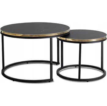 Konferenční stolek Konferenční stolek Mebel Elite kulatý černý 2v1 MDF deska glamour