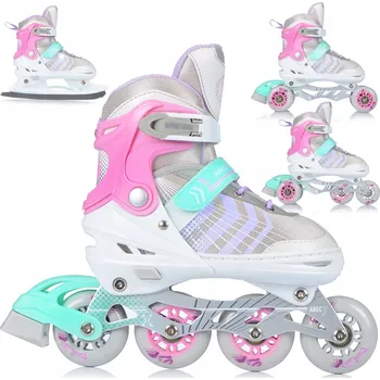 Kolečkové brusle Brusle 2v1 NILS EXTREME NH18192 4v1 (velikost 29-33) bílo-růžové