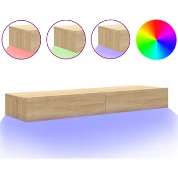 Televizní stolek TELEVIZNÍ SKŘÍŇKY s LED osvětlením 2 ks, dub sonoma, 60x35x15,5 cm