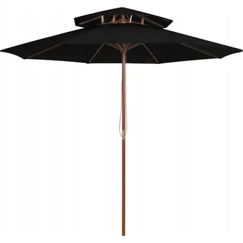 Slunečník Zahradní slunečník s dvouúrovňovou střechou, černý, 270 cm