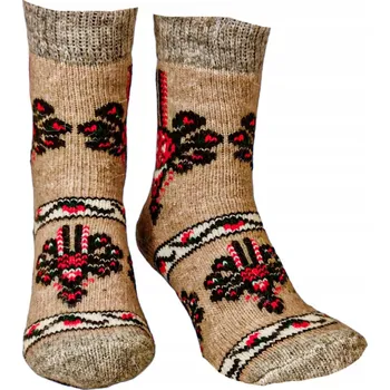 Pánská móda PONOŽKY VLNĚNÉ TEPLÉ SILNÉ NEKOUSAVÉ 37-41 VZOR BÉŽOVÉ