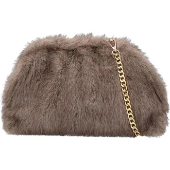 Kabelka Stylová dámská plyšová crossbody kabelka Bateia, hnědo-šedá