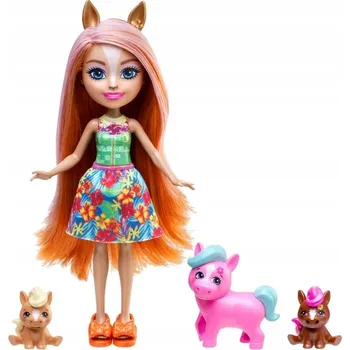 Panenka ENCHANTIMALS SADA RODINA KONÍ – KONÍCI panenka Pensee Pony a 3 zvířátka