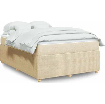 Postel vidaXL Box spring postel s matrací 140x190 cm textil [3285573] Barva: krémová