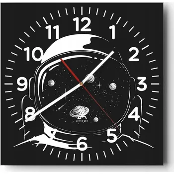 Hodiny Kuchyňské nástěnné hodiny 30x30 Astronaut - Skleněné hodiny do obýváku, tiché a moderní