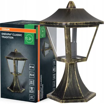 Venkovní osvětlení Zahradní Lampa Sloupek Venkovní Stojací E27 Černá Zlatá IP44 Endura Osram