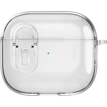 Pouzdro na mobilní telefon Transparentní obal se zapínáním a karabinou pro AirPods 4 - čirý