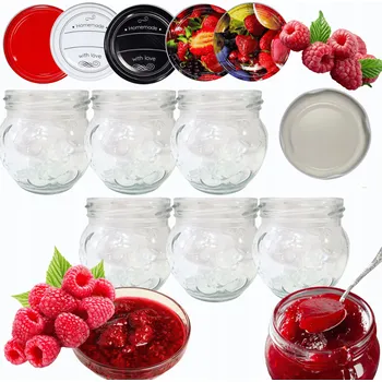 Sklenice Sklenice 215 ml džemy džemy koření dezerty 6 sad šroubovací víčka 66 mm