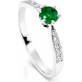 Prsten Leru Prsten se smaragdem a diamanty bílé zlato Media Velikost a váha prstenu: 56