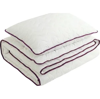 přikrývka Textilomanie Set Celoroční přikrývka prošívaná 140x200 cm s polštářem STELLA LAVENDER 70x90 cm, bílá, přikrývka 140 x 200 cm, polštář 70 x 90 cm