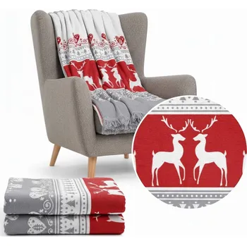 Prostěradlo VÁNOČNÍ DEKA 150x200 PŘEHOZ NA POSTEL HRUBÁ MĚKKÁ TEPLÁ BAVLNA