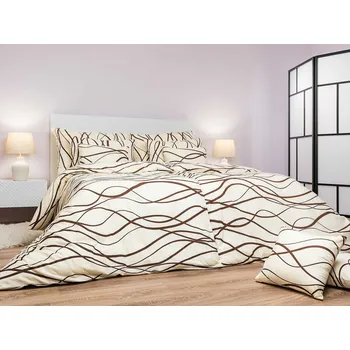 Povlečení bavlna Vlny banánové na tmavě hnědém 140x200, 70x90 cm II.jakost