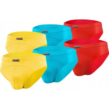 Slipy 6-BALENÍ Pánské slipy SM03 micromodal slipy Žlutá Tyrkysová Červená M