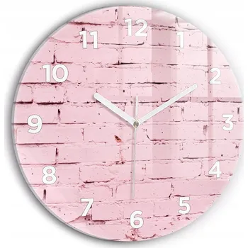 Hodiny Čtvercové Skleněné Nástěnné Hodiny do Obýváku s Vzorem Cihlové Zdi, průměr 30 cm