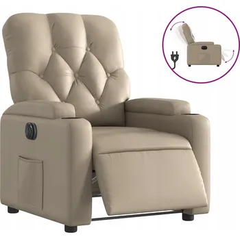 Křeslo Elektrické polohovací křeslo, cappuccino, potažené umělou kůží