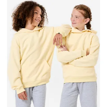 Dámské oblečení DECATHLON Dětská mikina s kapucí oversize 12 LET ŽLUTÁ