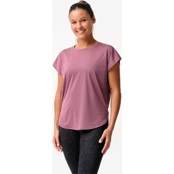 DOMYOS Dámské fitness tričko volné S FIALOVÁ
