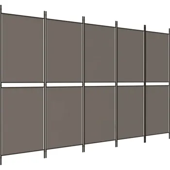 Paraván Paraván 5dílný, antracitový, 250x200 cm, látkový