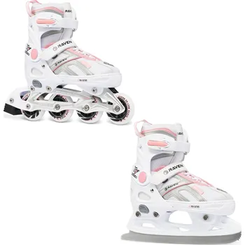 RAVEN Nastavitelné kolečkové brusle RAVEN Pulse 2v1 BÍLÁ|RŮŽOVÁ
