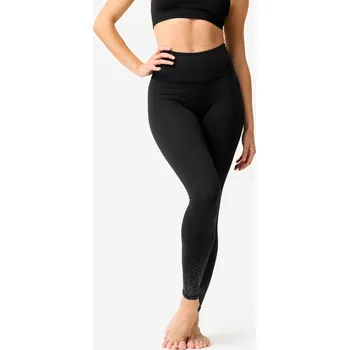 Dámské legíny DOMYOS Dámské legíny na moderní tanec s vyšším pasem XL ČERNÁ|ŠEDÁ