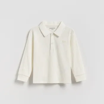 Chlapecké tričko Reserved - Polo tričko s dlouhými rukávy - krémová - 019HS-01X - 019HS-01X-86