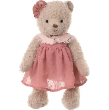 plyšák Bukowski Plyšový medvěd Retro Eva - kloubový v růžových šatech