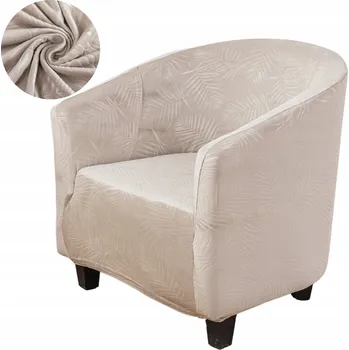 Napínací potah POTAH NA KŘESLO KLUBOVKA VELUR PREMIUM PALMOVÉ LISTY RAŽENÝ BÉŽOVÝ