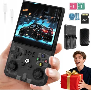Herní konzole RETRO PŘENOSNÁ HERNÍ KONZOLE R36MAX 64GB S 18000 HRY LINUX DVA JOYSTICKY