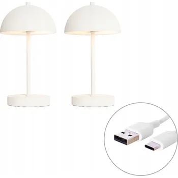 IP kamera Sada 2 venkovních stolních lamp ve tvaru houby, bílé, dobíjecí - Keira