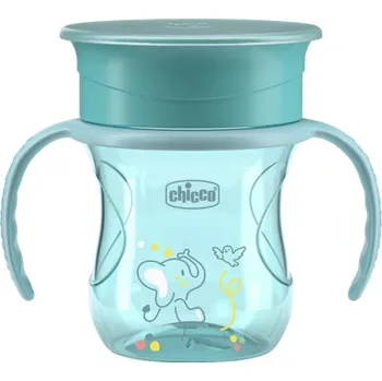 Kojenecká láhev CHICCO Hrneček 360 Perfect X s držadly teal, 12m+