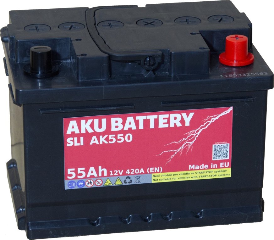 Autobaterie AKU AK550 12V 55Ah 420A