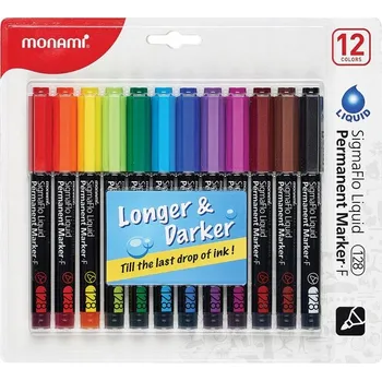 Permanentní popisovač Monami vícebarevný 12 ks