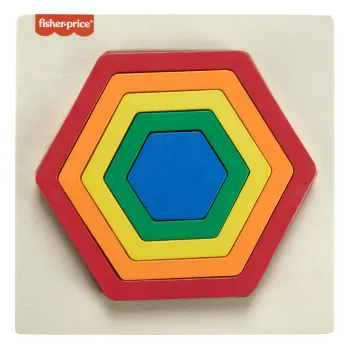 Dřevěná duhová vkládačka - šestiúhelník