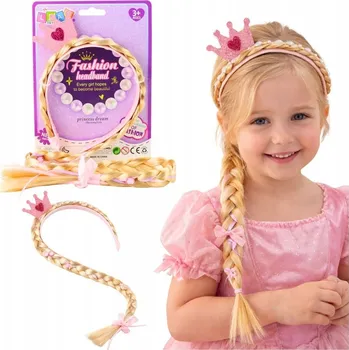 Čelenka Čelenka s dlouhým copem Růžová stuha Diamanty Korunka 50 cm