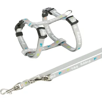 Postroj pro psa Trixie JUNIOR postroj s vodítkem pro štěňata, M-L: 27-45 cm, 2 m, světlešedá