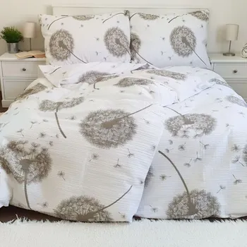 Povlečení Bavlněné povlečení 140x200 Pampelišky bílo-béžové II.jakost Zapínání: zip, Velikost polštáře: 70x90