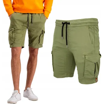 Pánské kraťasy Kraťasy kapsáče Alpha Industries olivové bavlněné před kolena S