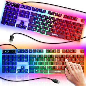 Klávesnice HERNÍ KLÁVESNICE LED PODSVÍCENÁ MEMBRÁNOVÁ USB S NUMERICKOU KLÁVESNICÍ