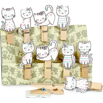 FANDY Kolíčky dekorační dřevěné Shapes 08 kočka