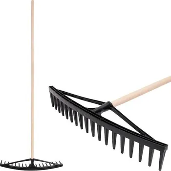 Hrábě Strend Pro Garden 211206 Hrábě na seno Longbow s 18 zuby, plastové, na listí, dřevěná násada