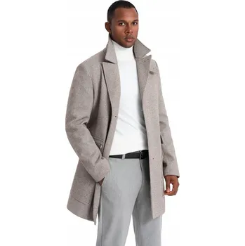 Pánský kabát Ombre pánský kabát šedý klasický do půli stehen OM-COWC-0108 velikost L