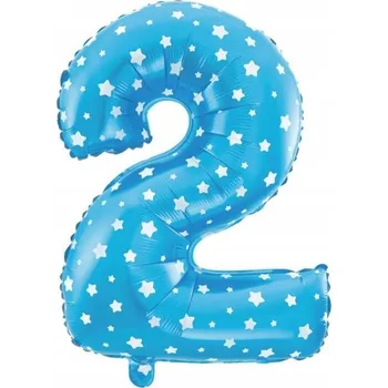Balónek Foliový balónek číslice 2 modrý s hvězdičkami 40 cm