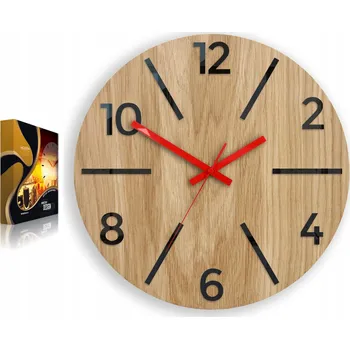 Hodiny Nástěnné hodiny dřevěné dubové akrylové Aksel Wood Black Kulatý Tiché